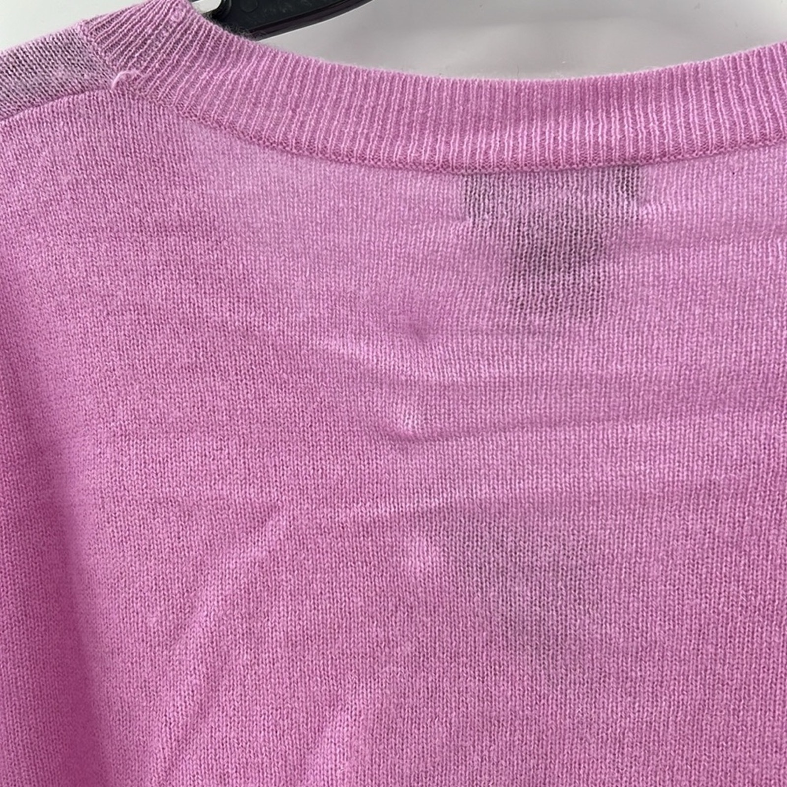 C By Bloomingdale's V-Neck 100% Cashmere Cardigan - Rose Quartz - S - Nwt — image 6 of 7